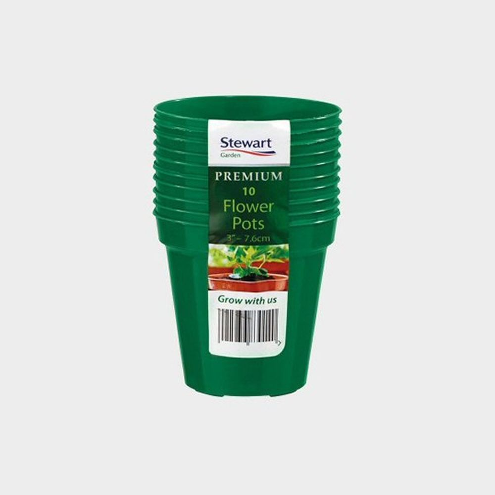 Stewarts 7cm Green Premium Pots (Pack of 10)