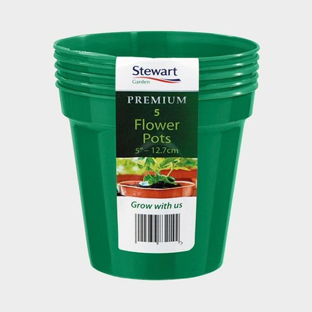 Stewarts 12.7cm Green Premium Pots (Pack of 5)