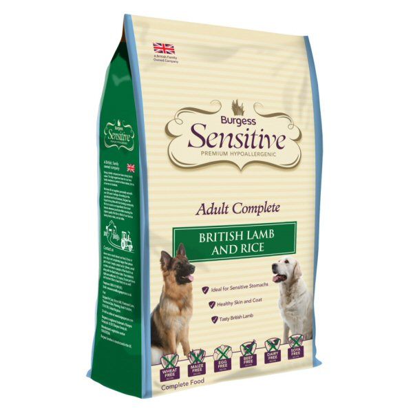 Burgess sensitive dog food lamb store and rice