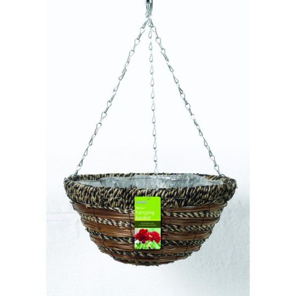 Gardman 35cm (14") Sisal Rope & Fern Hanging Basket