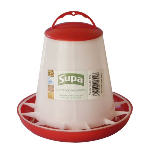 Supa 1kg Red & White Poultry Feeder