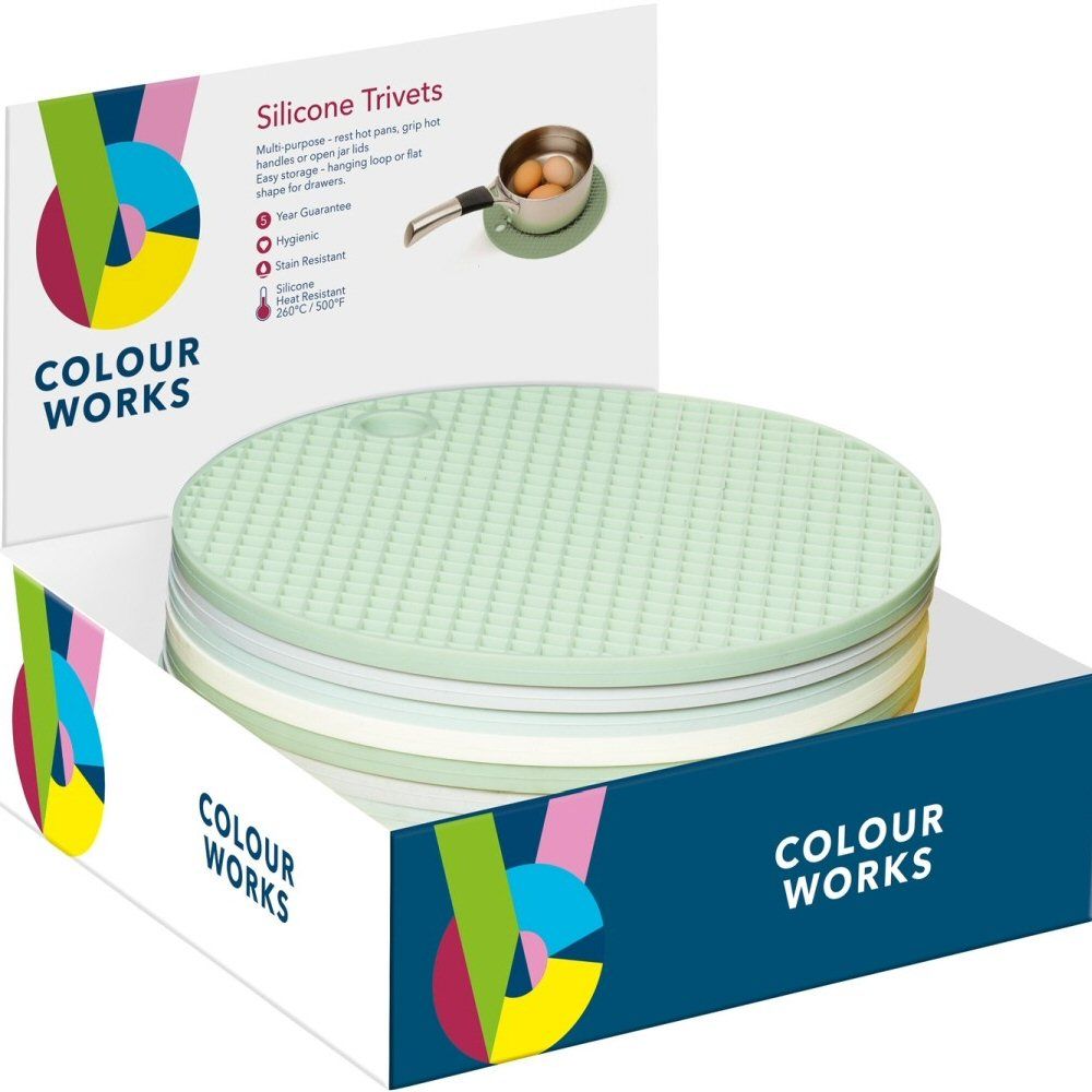 Colourworks Classics Silicone 20cm Round Trivets (Assorted Colours)