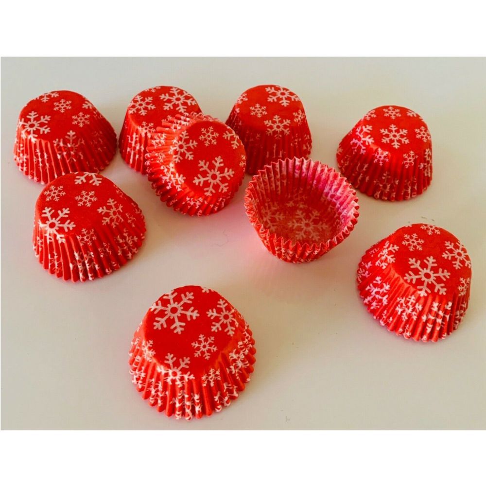 N.J Products Red Snowflake Mini Muffin Cases (Pack of 100)