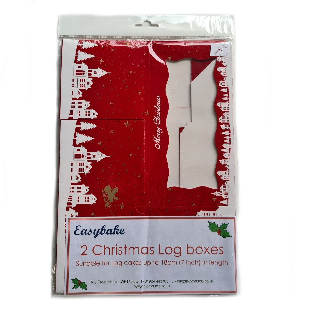 N.J Products 18cm Christmas Yule Log Boxes (Pack of 2)