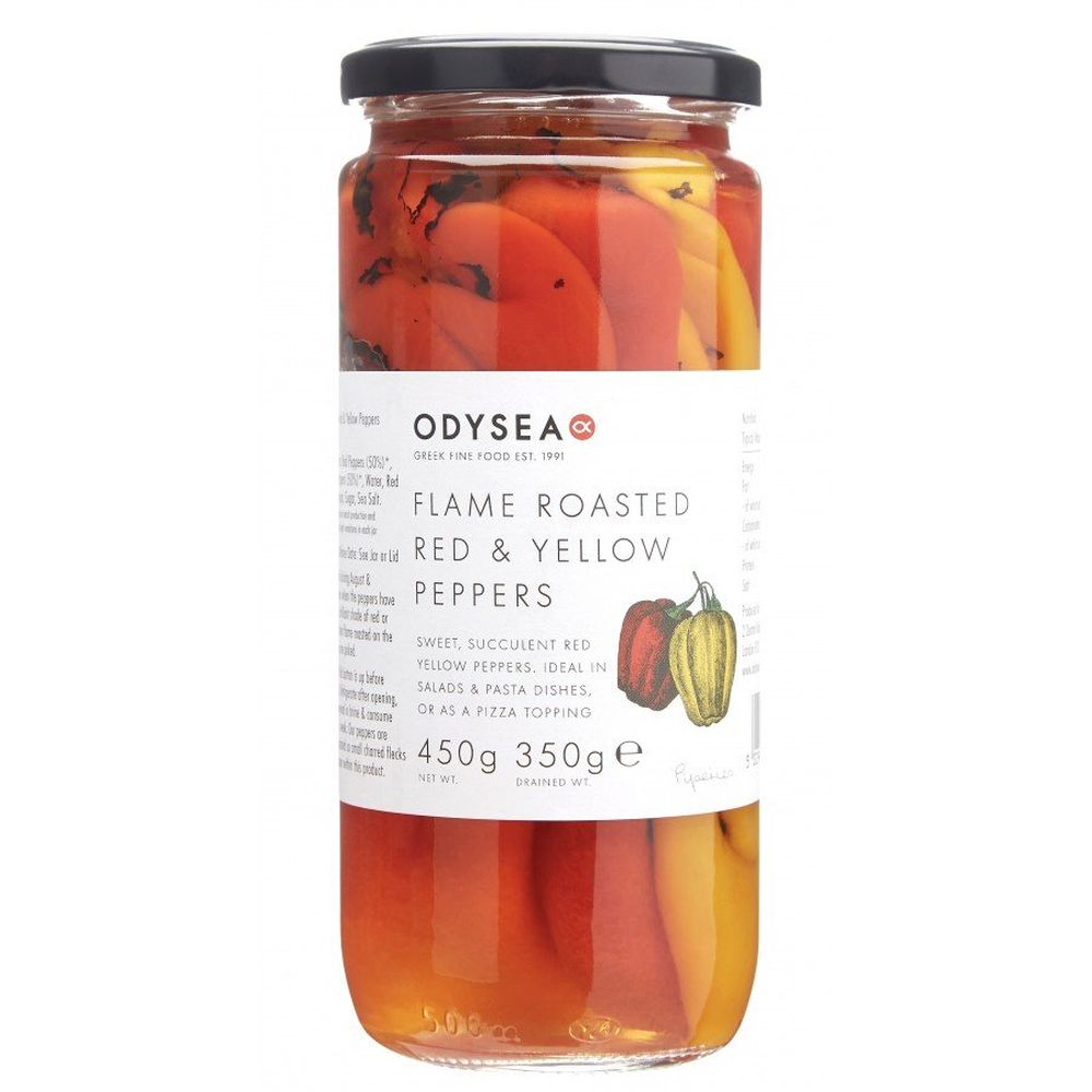 Odysea Flame Roasted Red & Yellow Peppers 350g