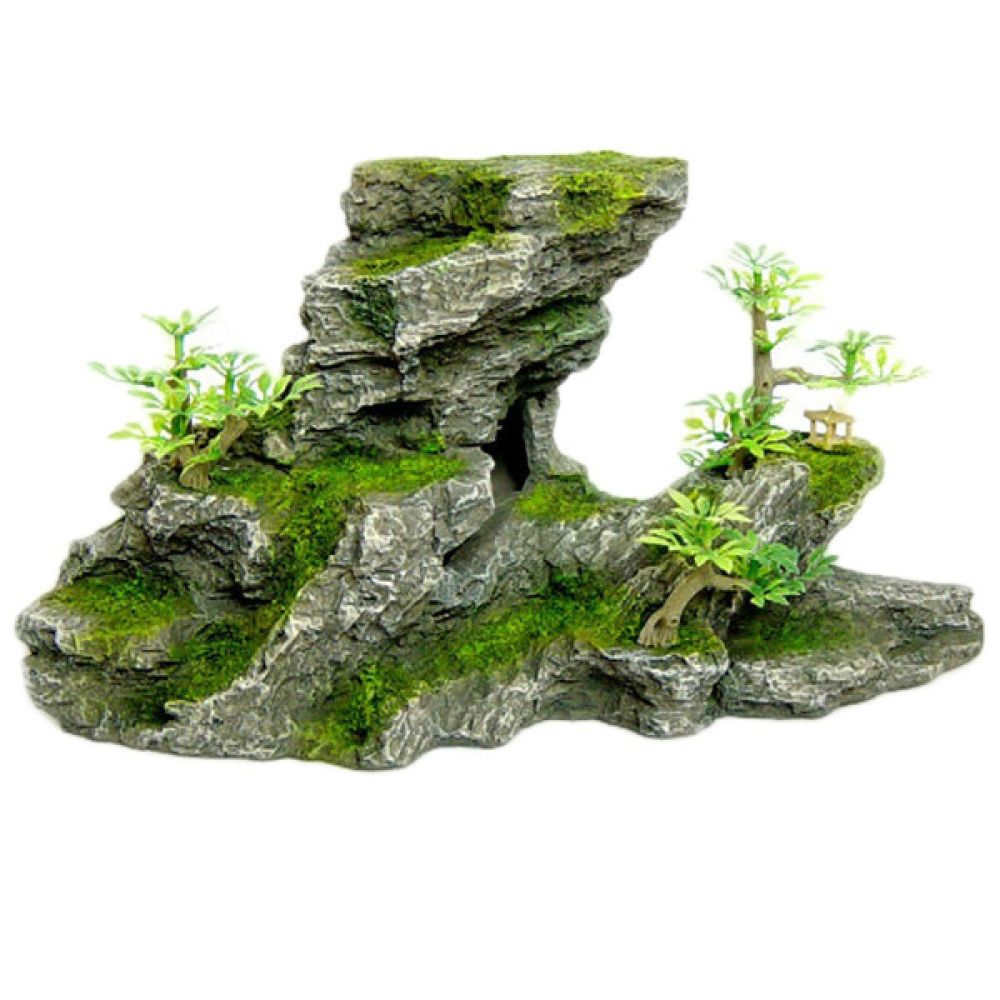 25cm C-Shape Rock Formation with Plant - MS953