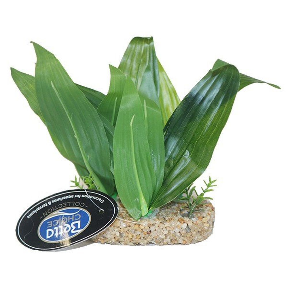 Betta 10cm Green Plastic Plant with Sand Base - PP344