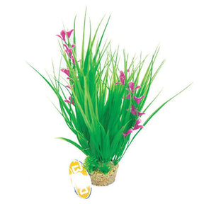 Betta Choice 10" Green & PInk Plastic Plant with Sand Base