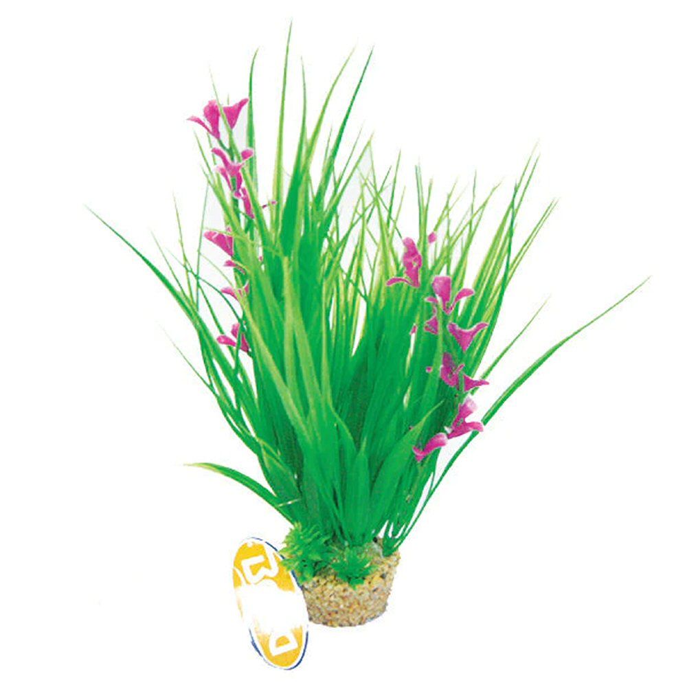 Betta Choice 10" Green & PInk Plastic Plant with Sand Base