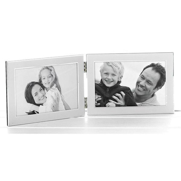 Plain White Silver Promotion 4x6 Double Photo Frame