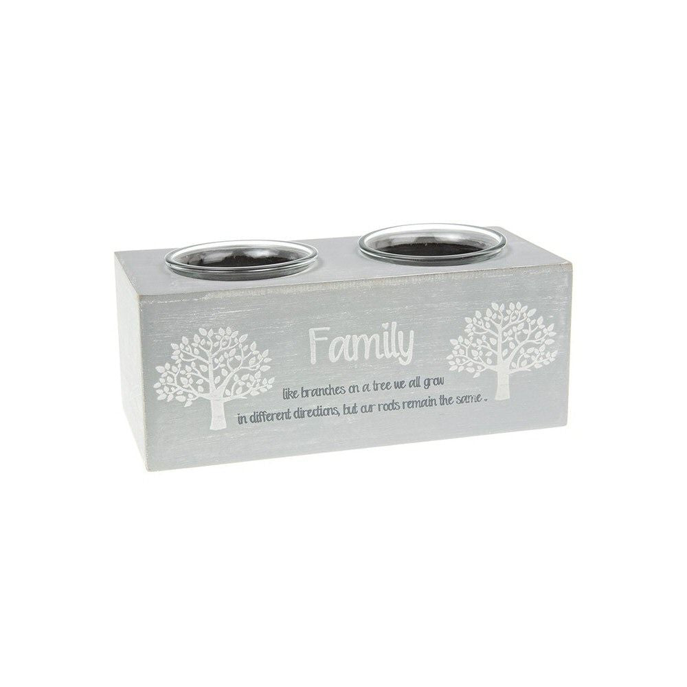 Tree of Life Collection 17.5cm Family Double Tealight Holder