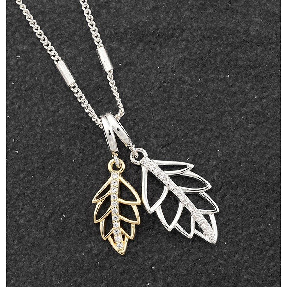 Equilibrium Back To Nature Two Tone Ornate Leaf Necklace