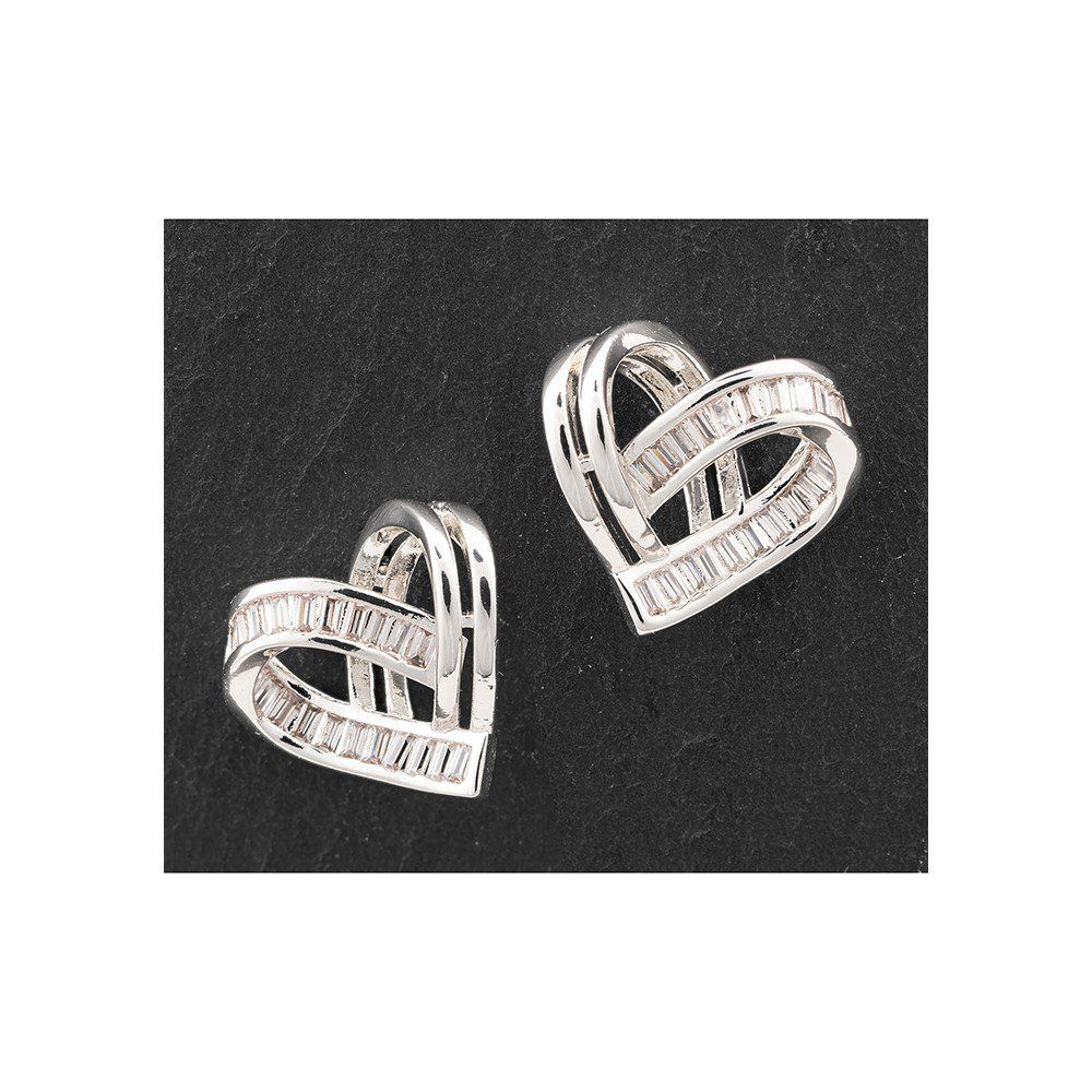 Equilibrium Crossover Heart Silver Plated Earrings