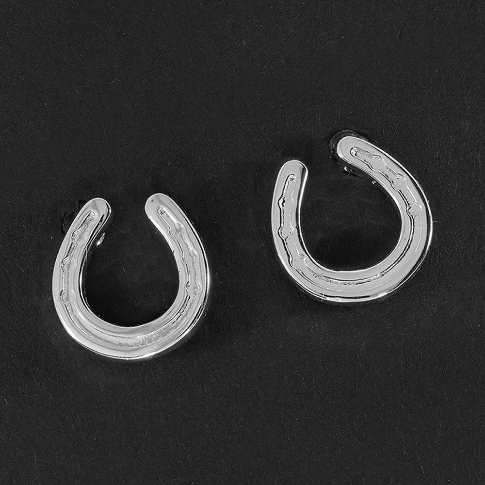 Equilibrium Silver Plated Equestrian Horseshoe Stud Earrings