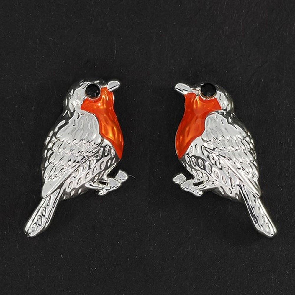 Equilibrium Robins Appear Silver Plated Stud Earrings
