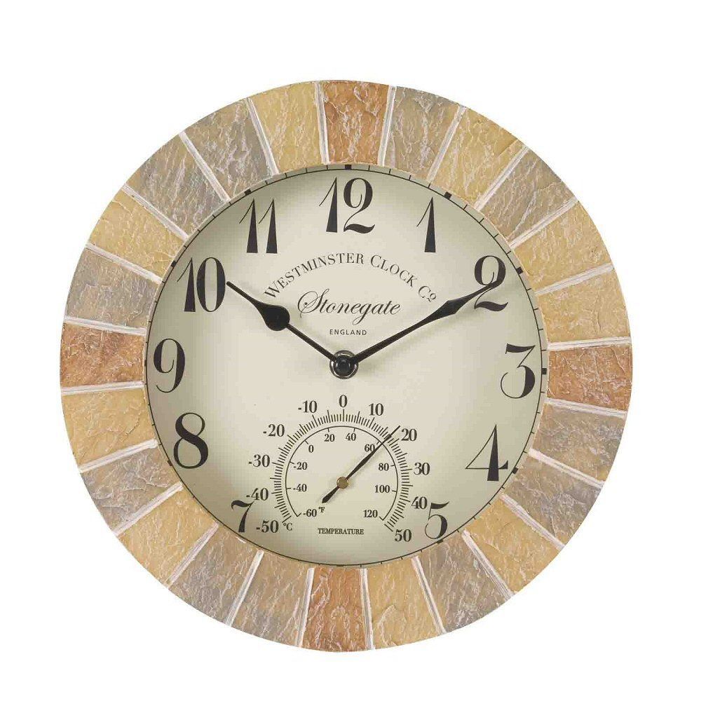 Outside In 10" Stonegate Wall Clock & Themometer