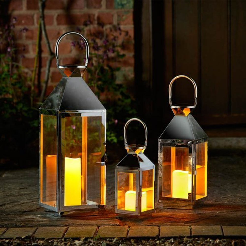 Outside In Stockholm Stainless Steel Lantern - Set of 3