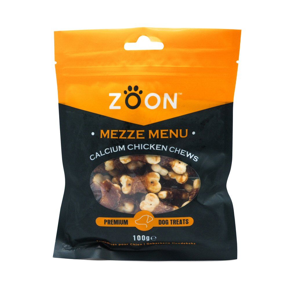Zoon 100g Mezze Menu Calcum Chicken Chews Dog Treats
