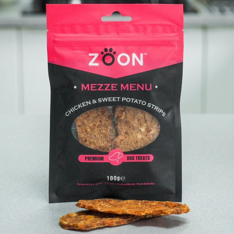 Zoon 100g Mezze Menu Chicken & Sweet Potato Strips Dog Treats