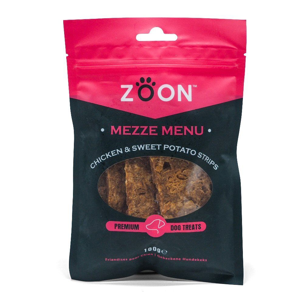 Zoon 100g Mezze Menu Chicken & Sweet Potato Strips Dog Treats