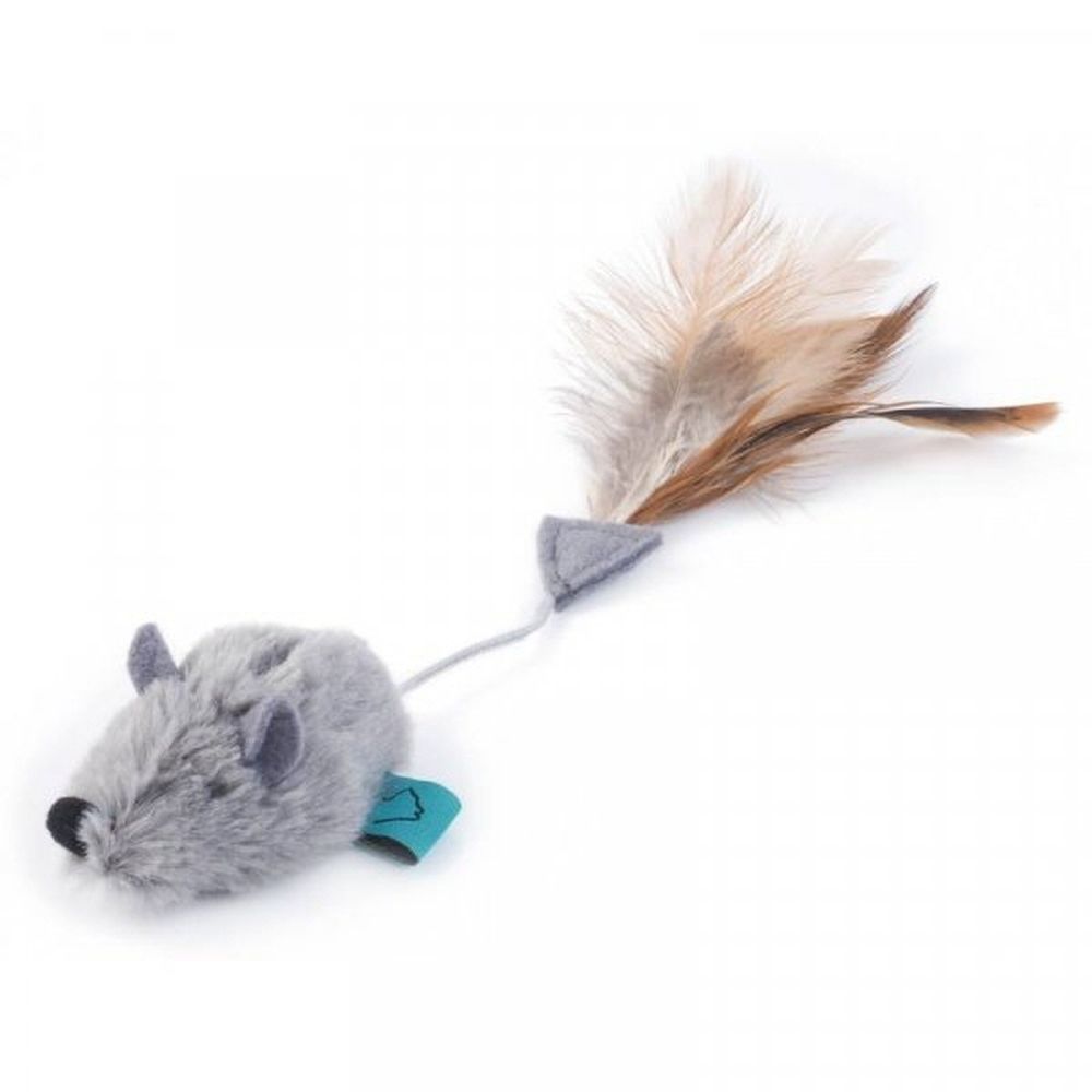 Zoon Nip-it Catnip Grey Mouse & Feather Cat Toy