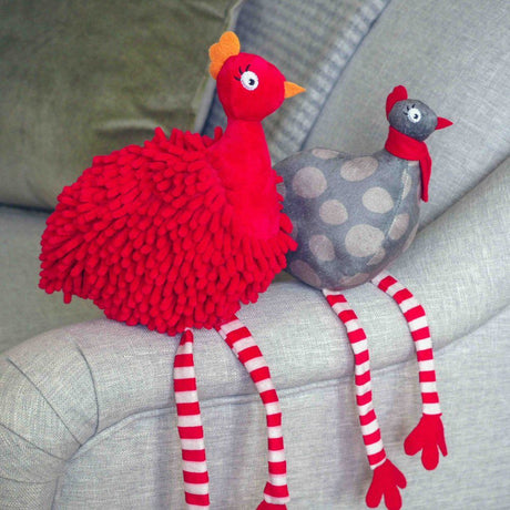 Zoon 20cm Large Red Noodly Partridge Squeaky Soft Dog Toy