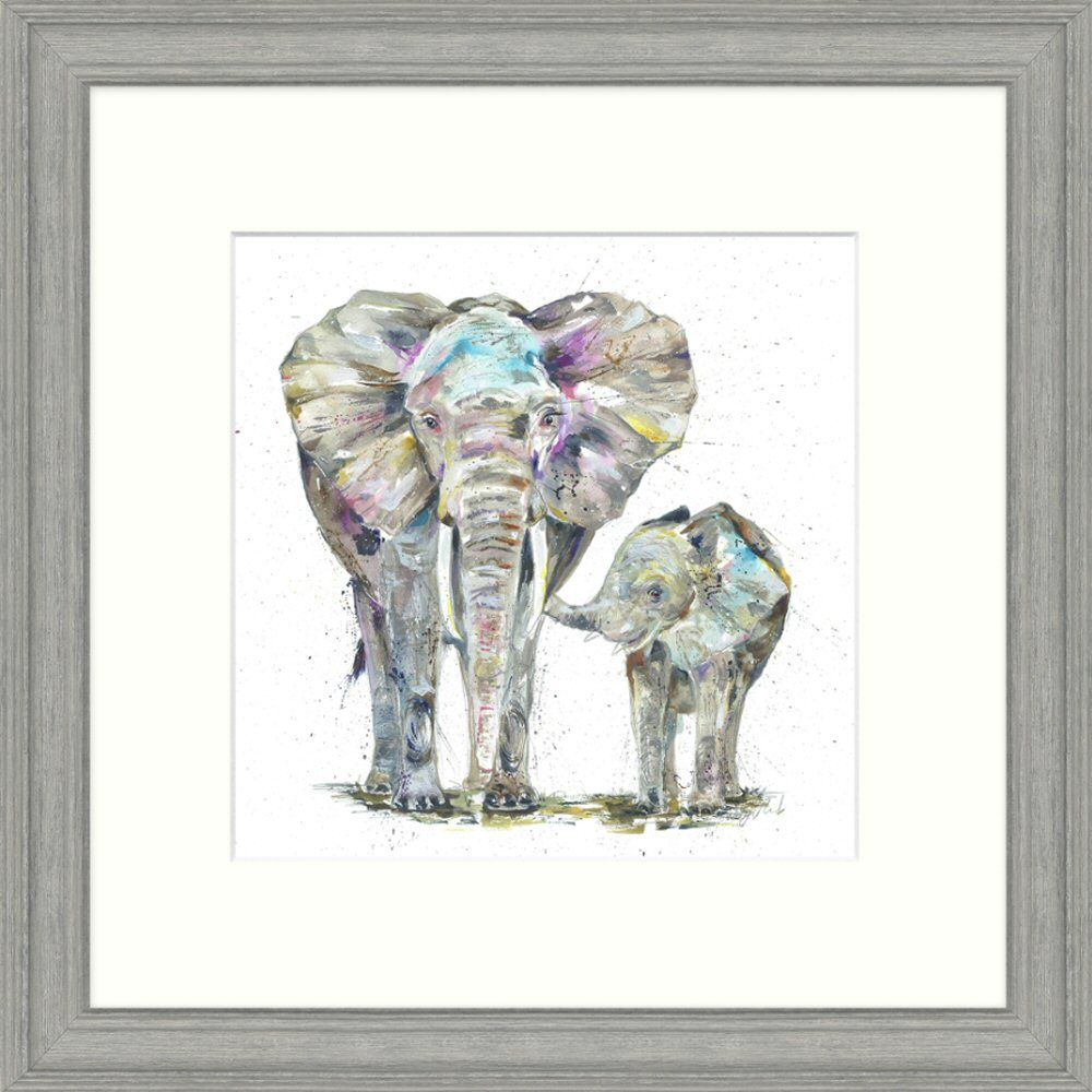 Artko 35cm Elephant & Baby Framed Print By Nicola Jane Rowles