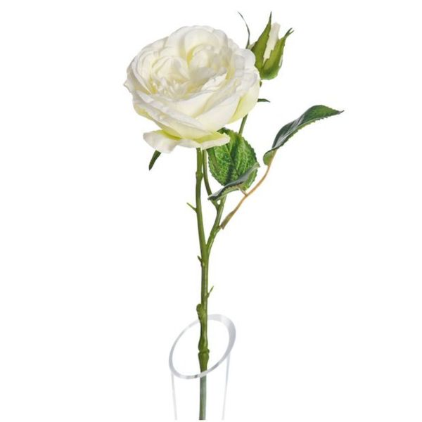 CB Imports 39cm White Artificial Lydia Cabbage Rose Spray