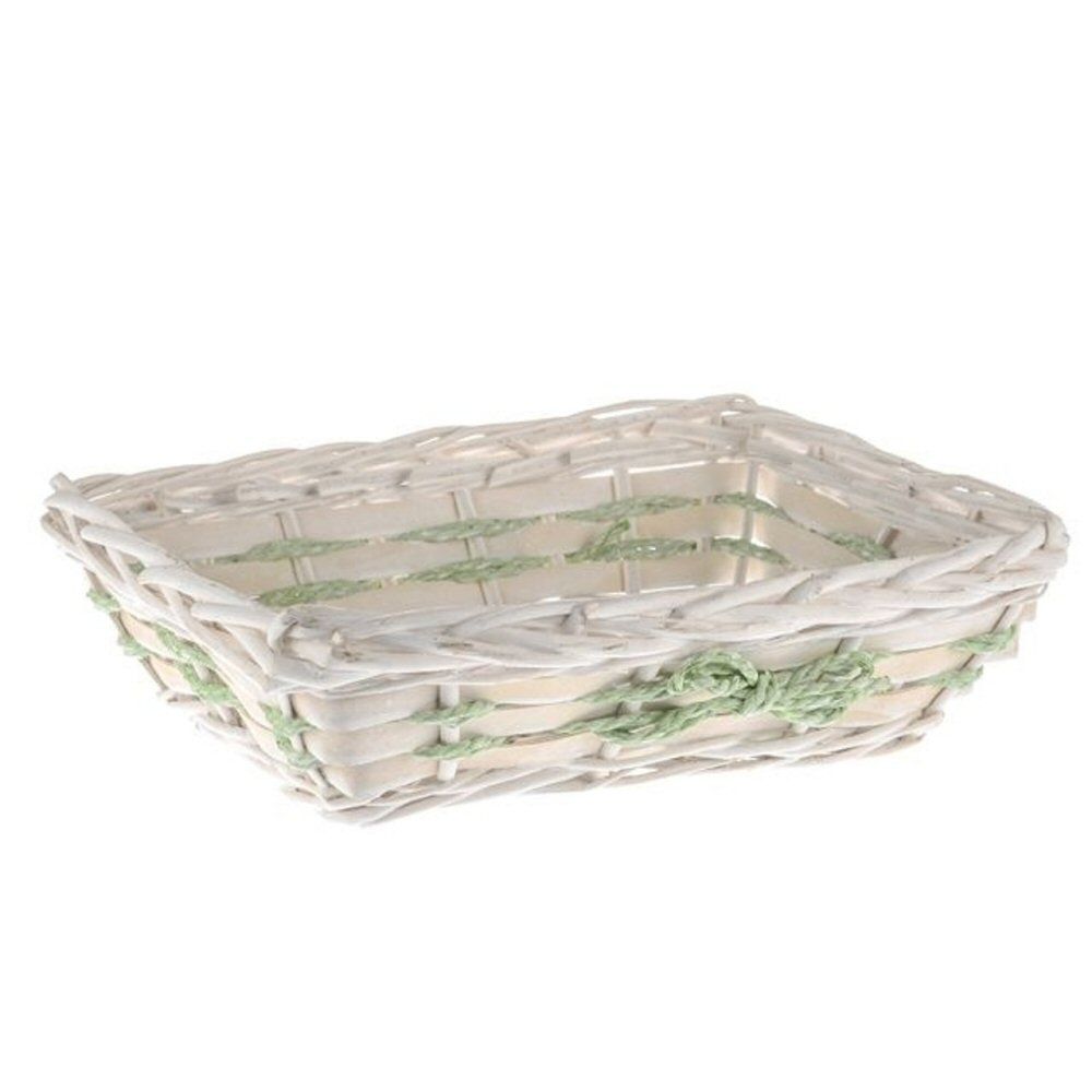 CB Imports 34cm Rectangle Basket with Woven Green Bow