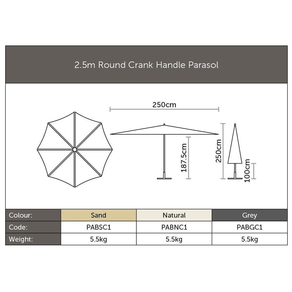 Bramblecrest 2.5m Sand Aluminium Parasol