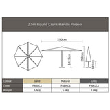 Bramblecrest 2.5m Grey Aluminium Parasol