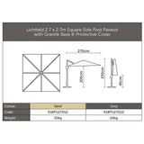 Bramblecrest 2.7m Sand Lichfield Square Parasol with Base
