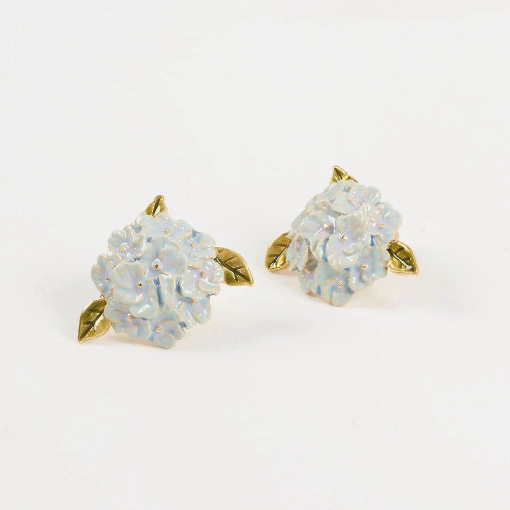 Fable 24mm Blue Hydrangea Enammel Stud Earrings