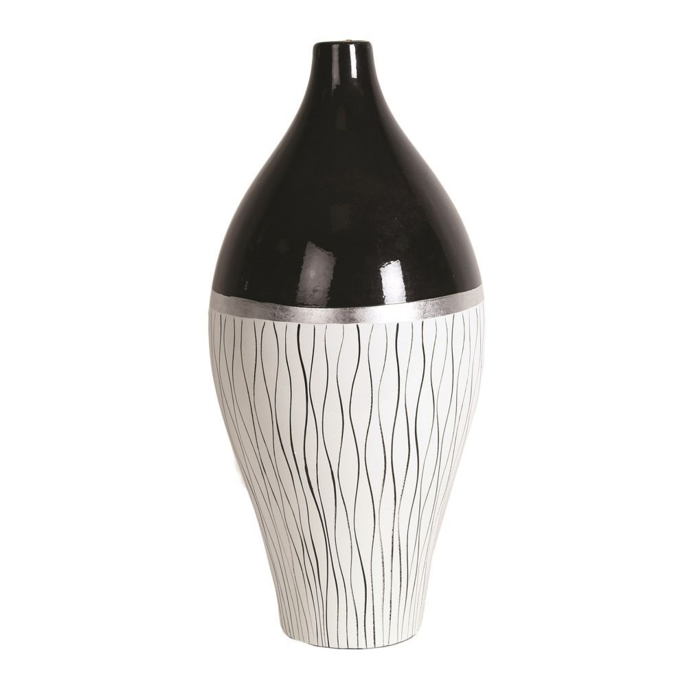 Straits 43cm Black & White Line Vase