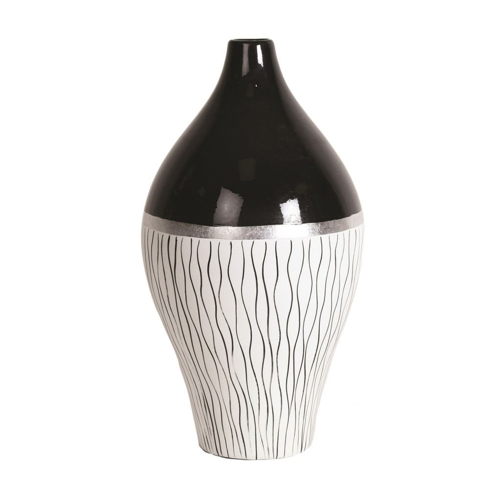 Straits 35.5cm Black & White Line Vase