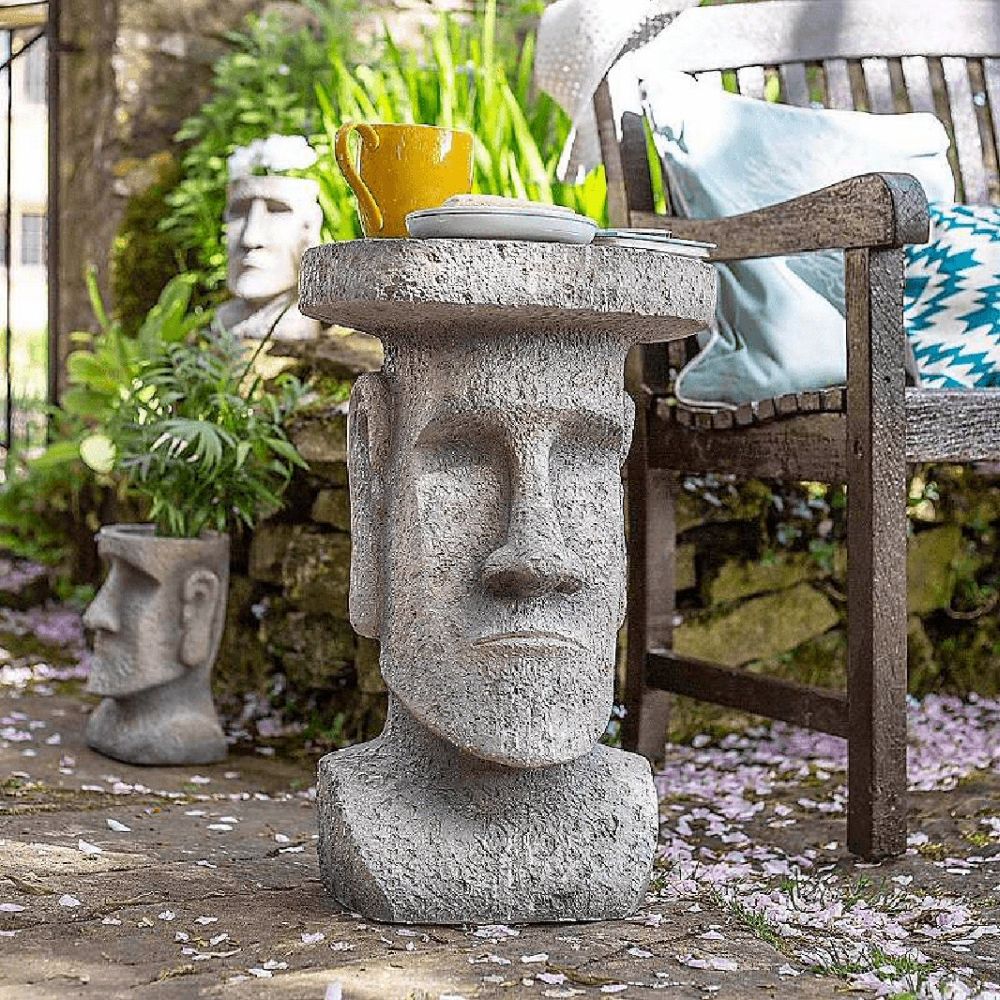 La Hacienda 52cm Resin Easter Island Head Plant Stand