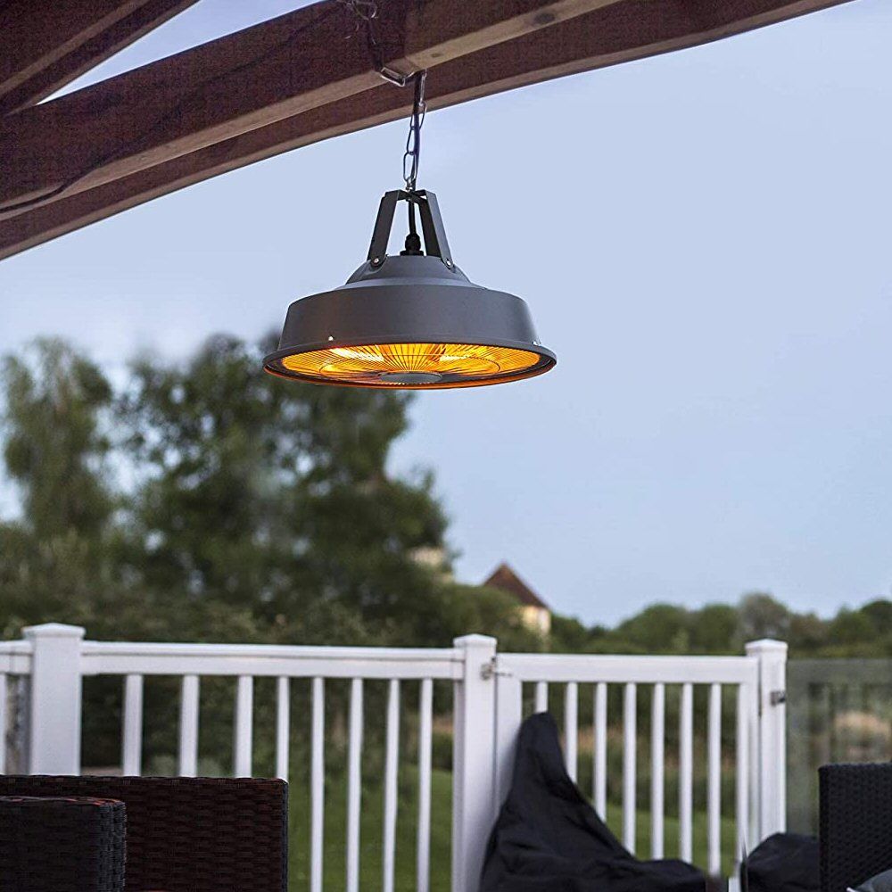 La Hacienda 43cm Grey Hanging Carbon Fibre Patio Heater Old Railway