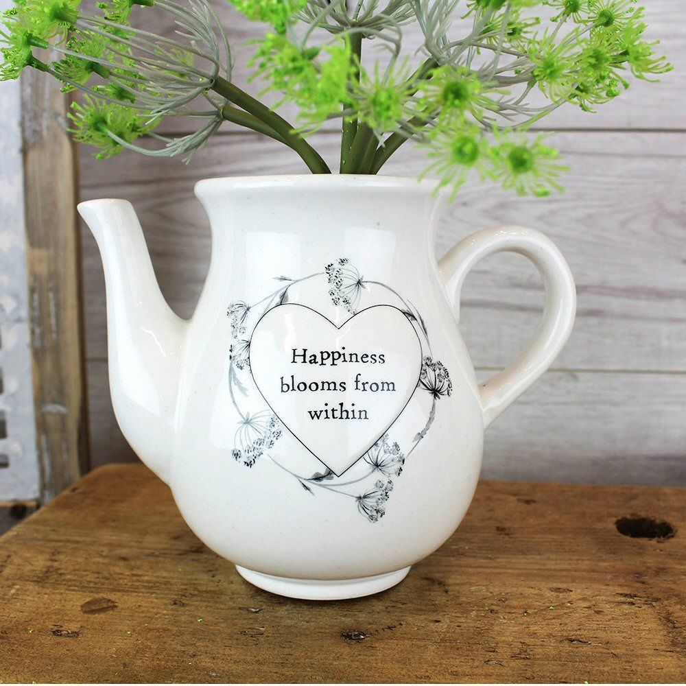 Langs 19.5cm White Hapiness Tea Pot Vase