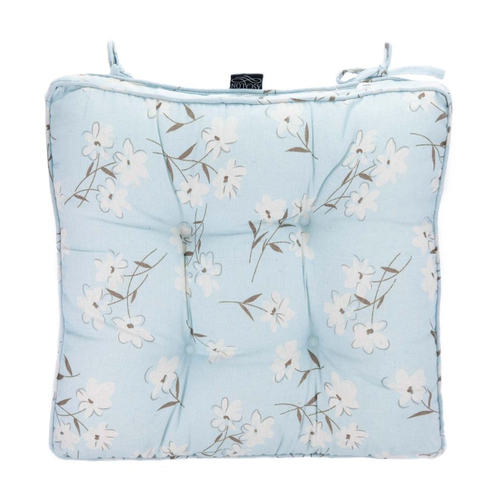 Ascalon 45cm Flower Blue Box Seat Pad Old Railway Line Garden Centre