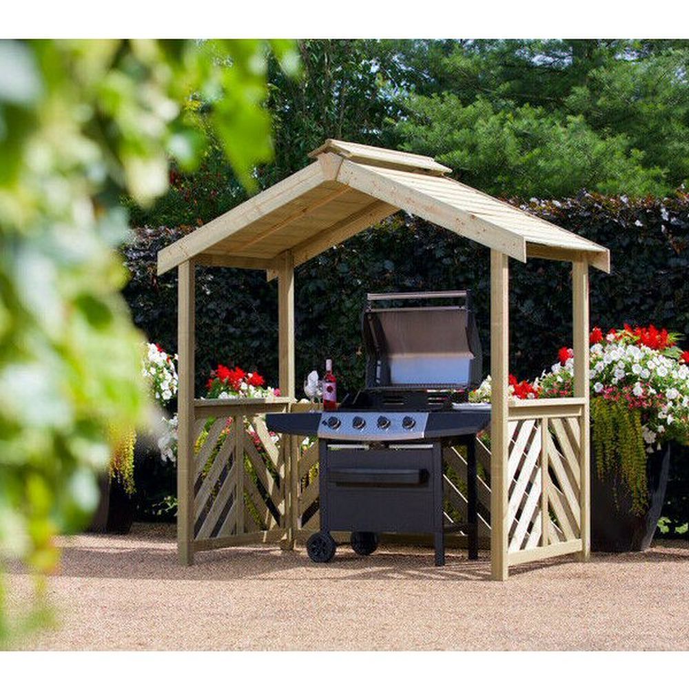 Woodshaw Hampton Wooden BBQ Shelter – Old Railway Line Garden Centre