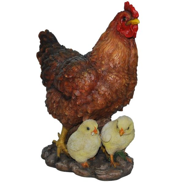 Vivid Arts 35cm Standing Hen with Chicks Resin Ornament - XRL-HFAM-B