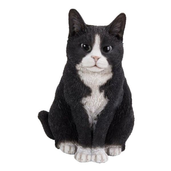 Vivid Arts 30cm Black & White Sitting Cat Resin Ornament - XRL-SC35-B