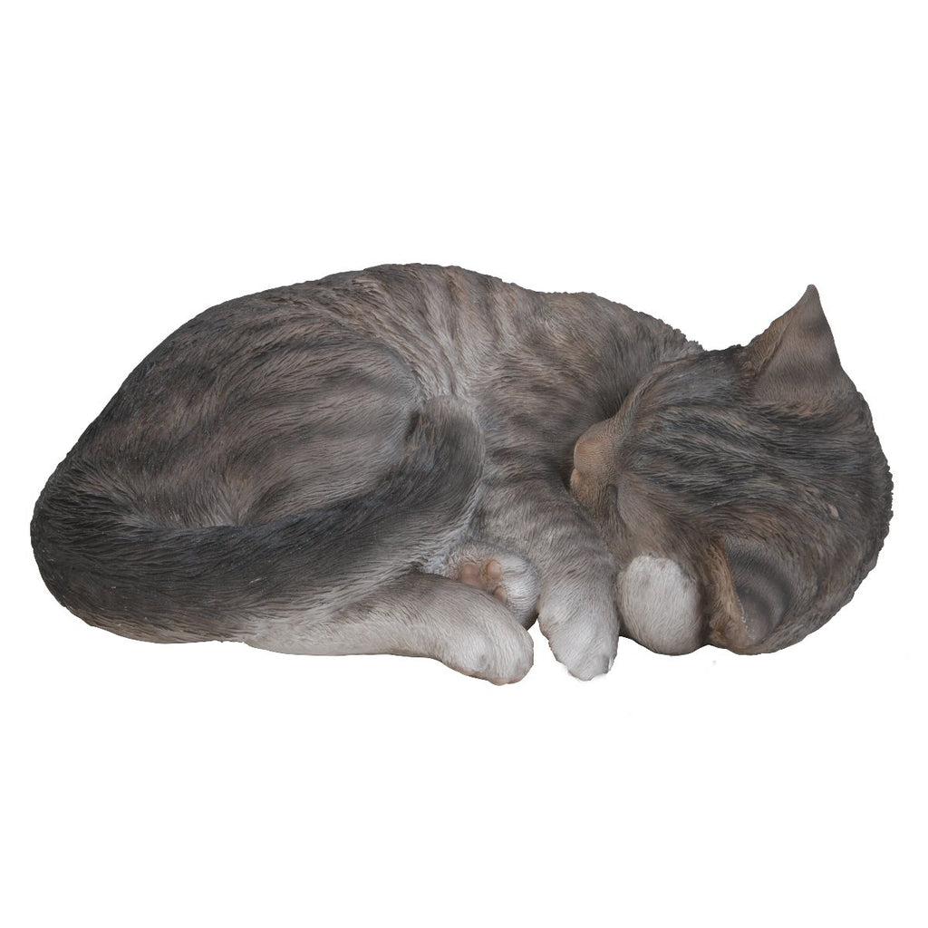 Vivid Arts 27cm Sleeping Tabby Cat Resin Ornament - XRL-ZC33-B