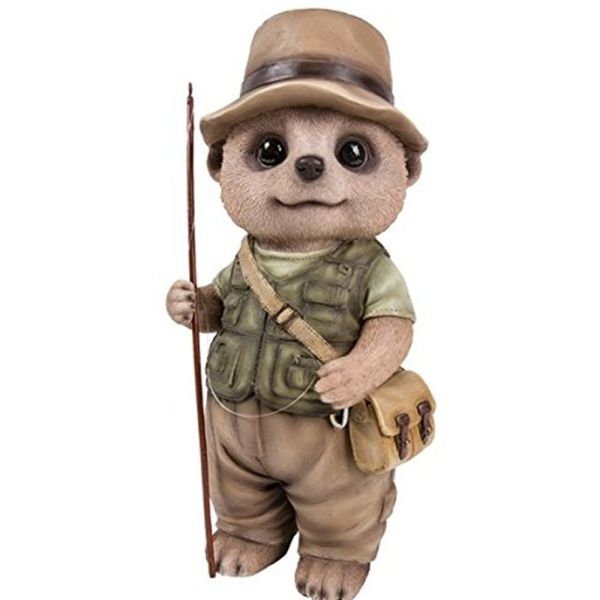 Vivid Arts 24cm Meerkat Fisherman Resin Ornament - XMK-2325-D