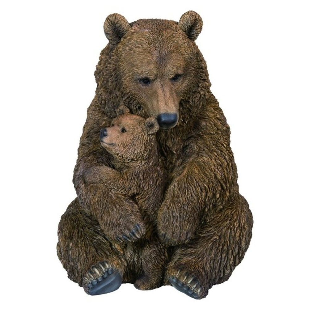 Cuddling Mother and Baby Bear Garden Statue Sculpture Indoor Outdoor Home  Decor