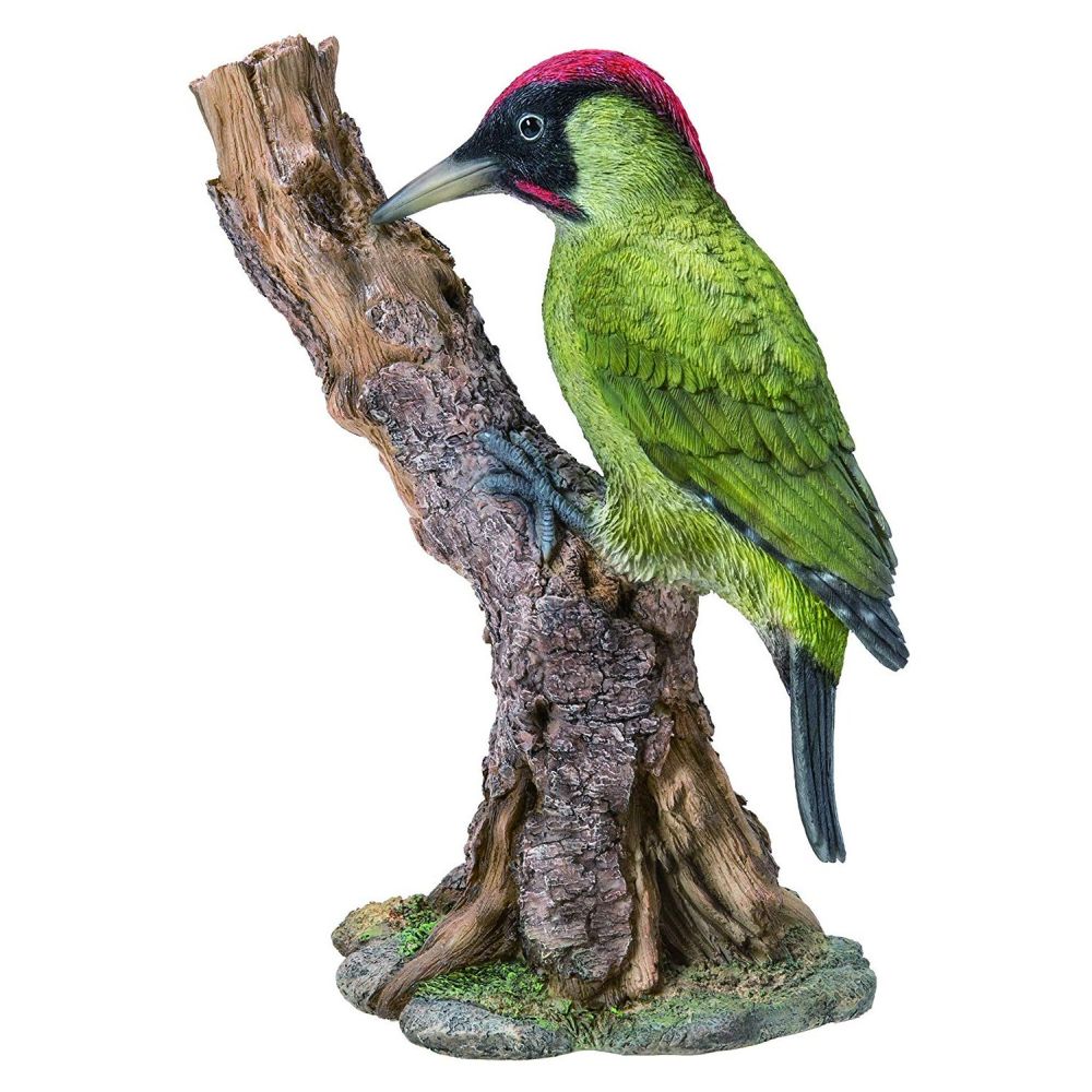 Vivid Arts 31cm Green Woodpecker Resin Ornament - WBC-GWPK-B