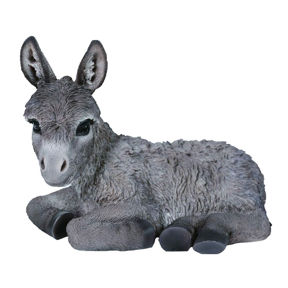 Vivid Arts 17cm Grey Laying Baby Donkey Resin Ornament - NF-LDNK-D