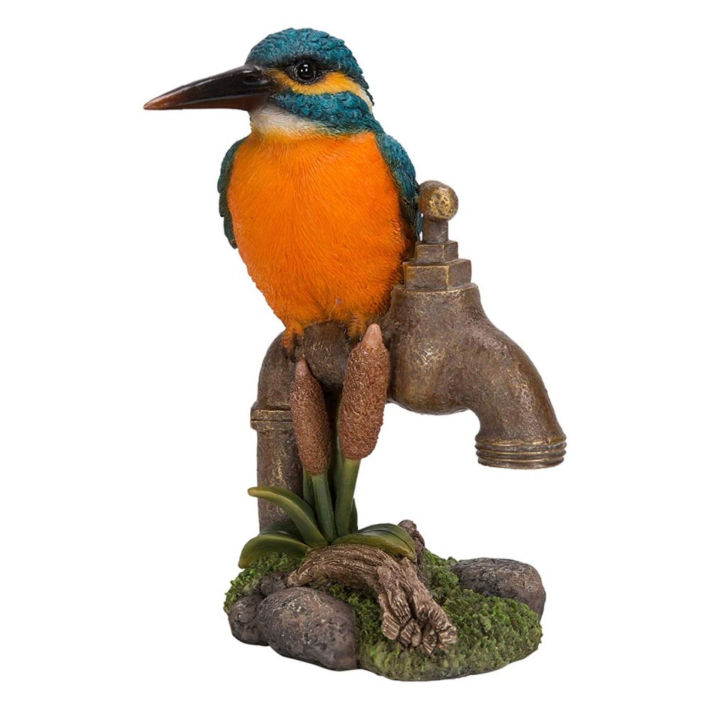 Vivid Arts 15cm Kingfisher on Garden Tap Resin Ornament - BG-KF06-F