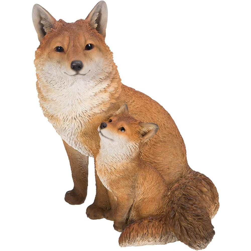 Vivid Arts 41cm Fox Cub with Mother Resin Ornament