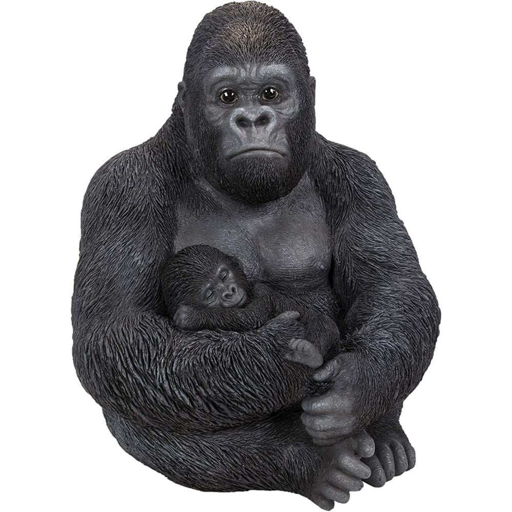 Vivid Arts 40cm Sitting Gorilla with Baby Resin Ornament
